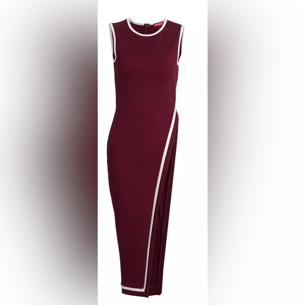 Staud asymmetrical tunic top maroon xs